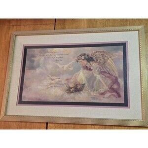 Vintage Home Interiors Bettie Hebert Felder "Thru God's Grace" Angel Print...